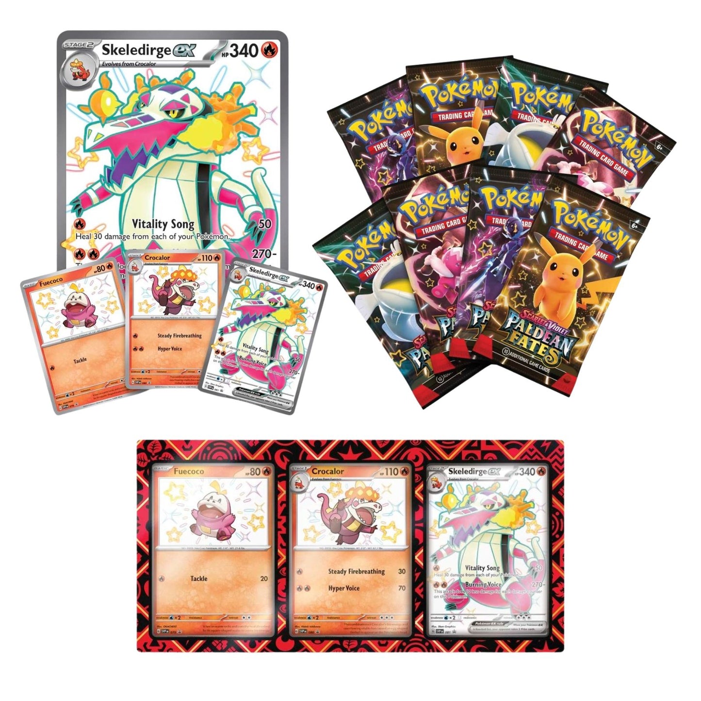 Pokemon TCG Paldean Fates Skeledirge Ex Premium Collection Ingles