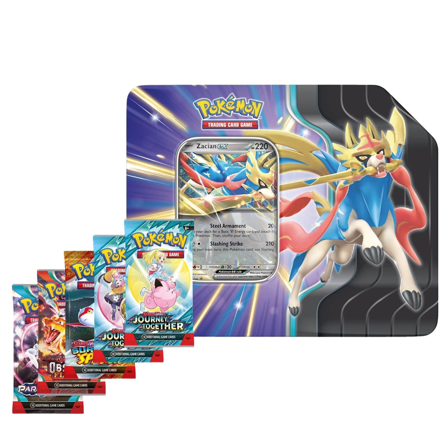 Pokemon TCG Slashing Legends Tin Zacian Ex Ingles